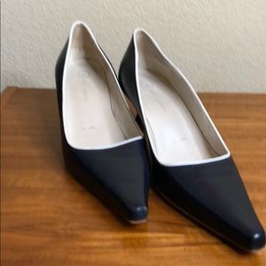 Navy Blue and White Trim St. John Pump